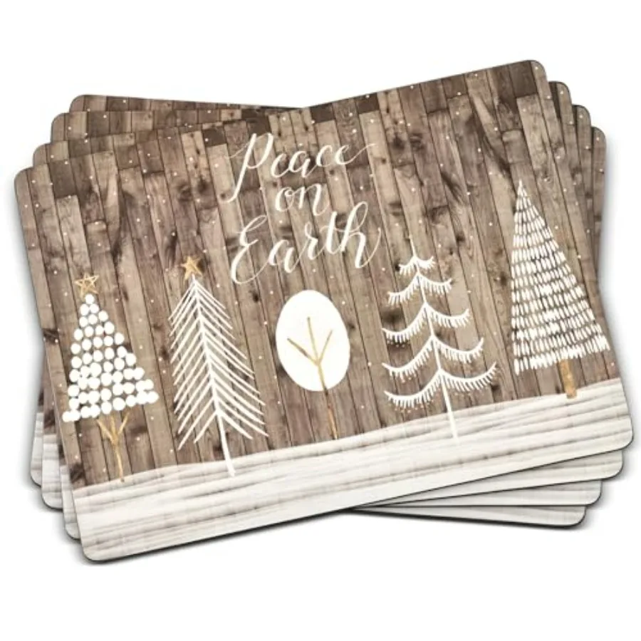 Rustic Placemats Set of 4 15.7 x 11.7 5mm Cork-Backed Boards with Snow-Covered Tree Artwork on Vintage Wood Plank Heat Stain Re
Rustic Placemats Set of 4 15.7 x 11.7 5mm Cork-Backed Boards with Snow-Covered Tree Artwork on Vintage Wood Plank Heat Stain Re