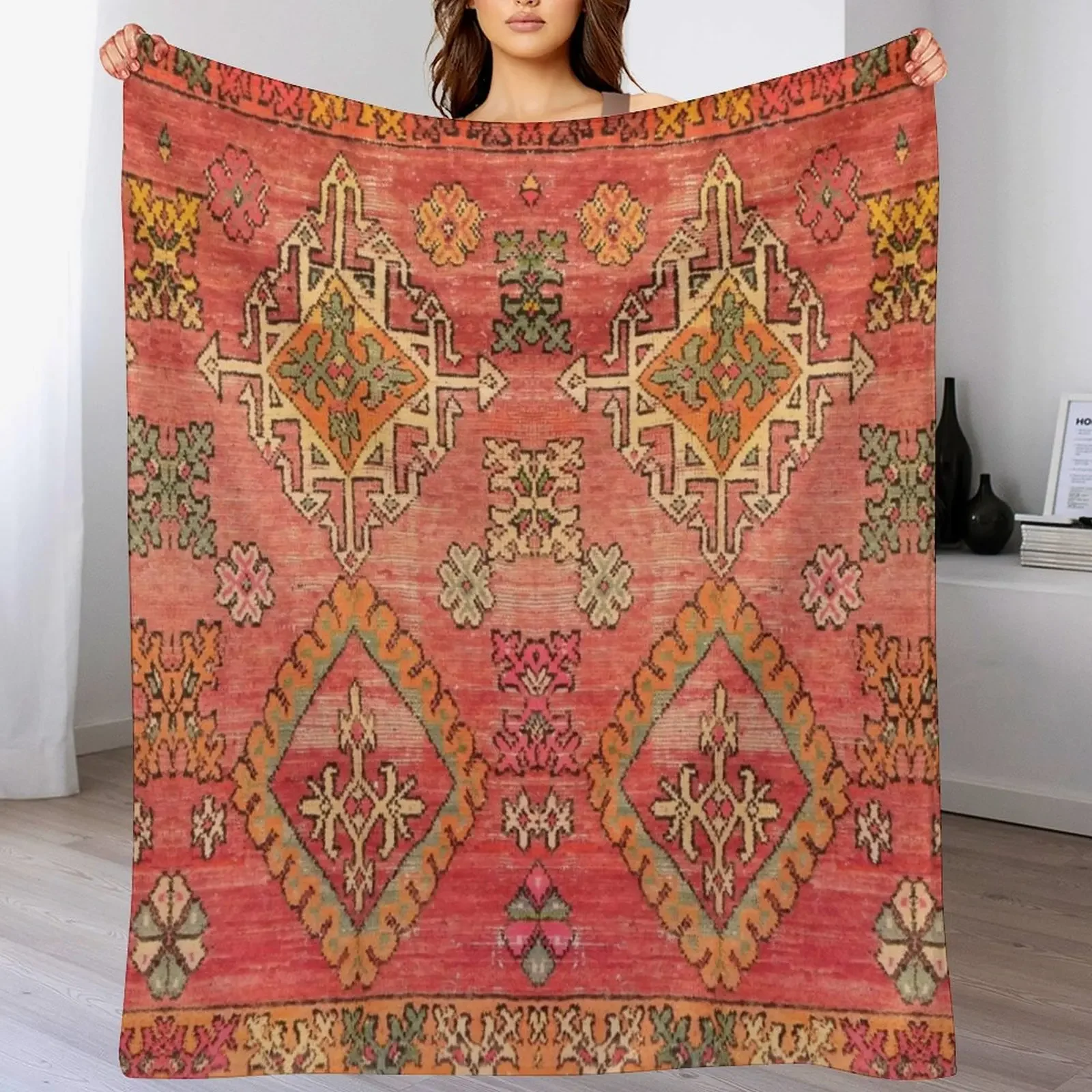 Traditional Vintage Moroccan Carpet Throw Blanket Modern Design Soft Blanket for Home Decor
Traditional Vintage Moroccan Carpet Throw Blanket Modern Design Soft Blanket for Home Decor