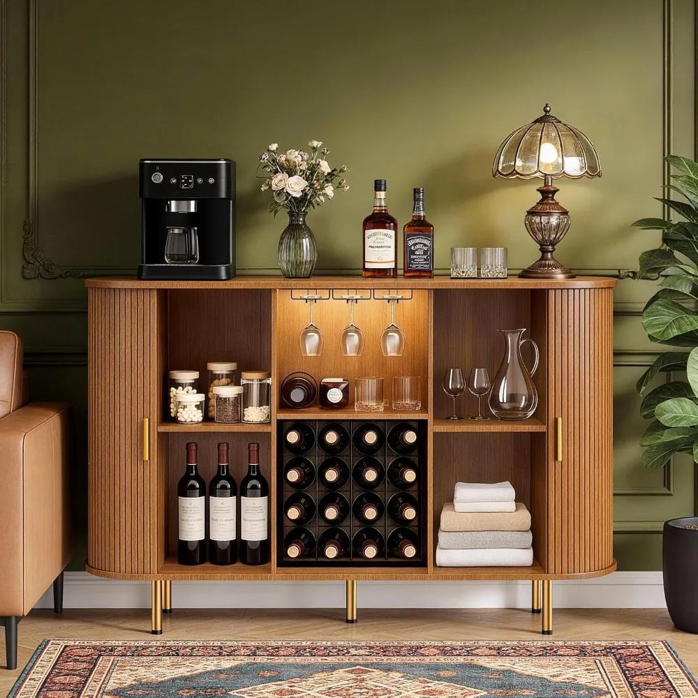 55" Wine Bar Cabinet with Storage, Fluted Liquor & Coffee Bar Cabinet with Wine Rack and Glass Holder, Buffet Sideboard
55" Wine Bar Cabinet with Storage, Fluted Liquor & Coffee Bar Cabinet with Wine Rack and Glass Holder, Buffet Sideboard