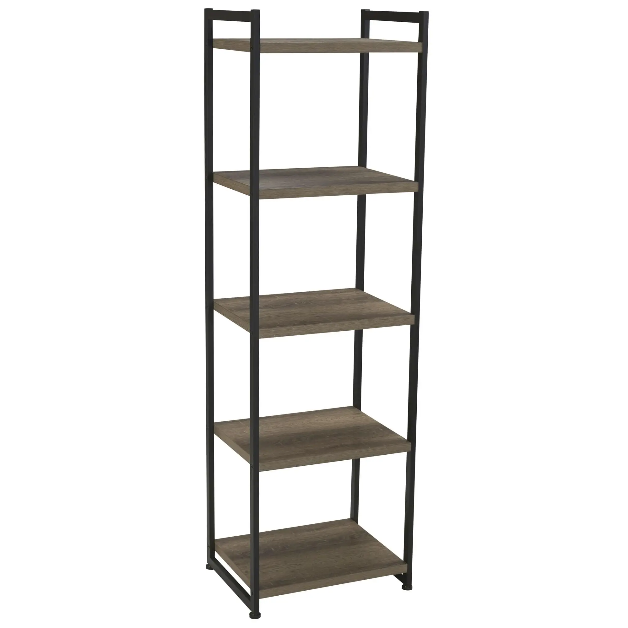 Narrow 5 Shelf Open Bookshelf Coastal Oak Wood Grain White Metal Frame
Narrow 5 Shelf Open Bookshelf Coastal Oak Wood Grain White Metal Frame