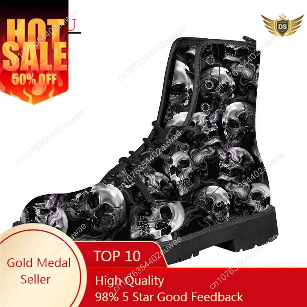 2012 Winter Men Women's Fashion Pu Leather Boots Mid-Calf Booties Classic Sugar Skull Printed Outdoor High Top Boots
2012 Winter Men Women's Fashion Pu Leather Boots Mid-Calf Booties Classic Sugar Skull Printed Outdoor High Top Boots