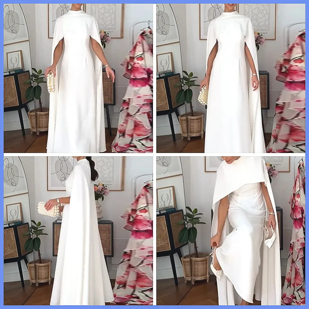 Elegant White Pleated Shawl Dress Women's High Neck Floor-Length Gown for Cocktail Party 2026
Elegant White Pleated Shawl Dress Women's High Neck Floor-Length Gown for Cocktail Party 2026