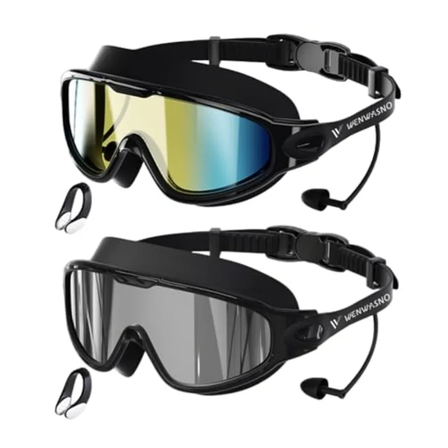 Adult Swim Goggles, 2 Pack Anti-Fog Waterproof HD UV Protection Large Rim Swimming Goggles
Adult Swim Goggles, 2 Pack Anti-Fog Waterproof HD UV Protection Large Rim Swimming Goggles