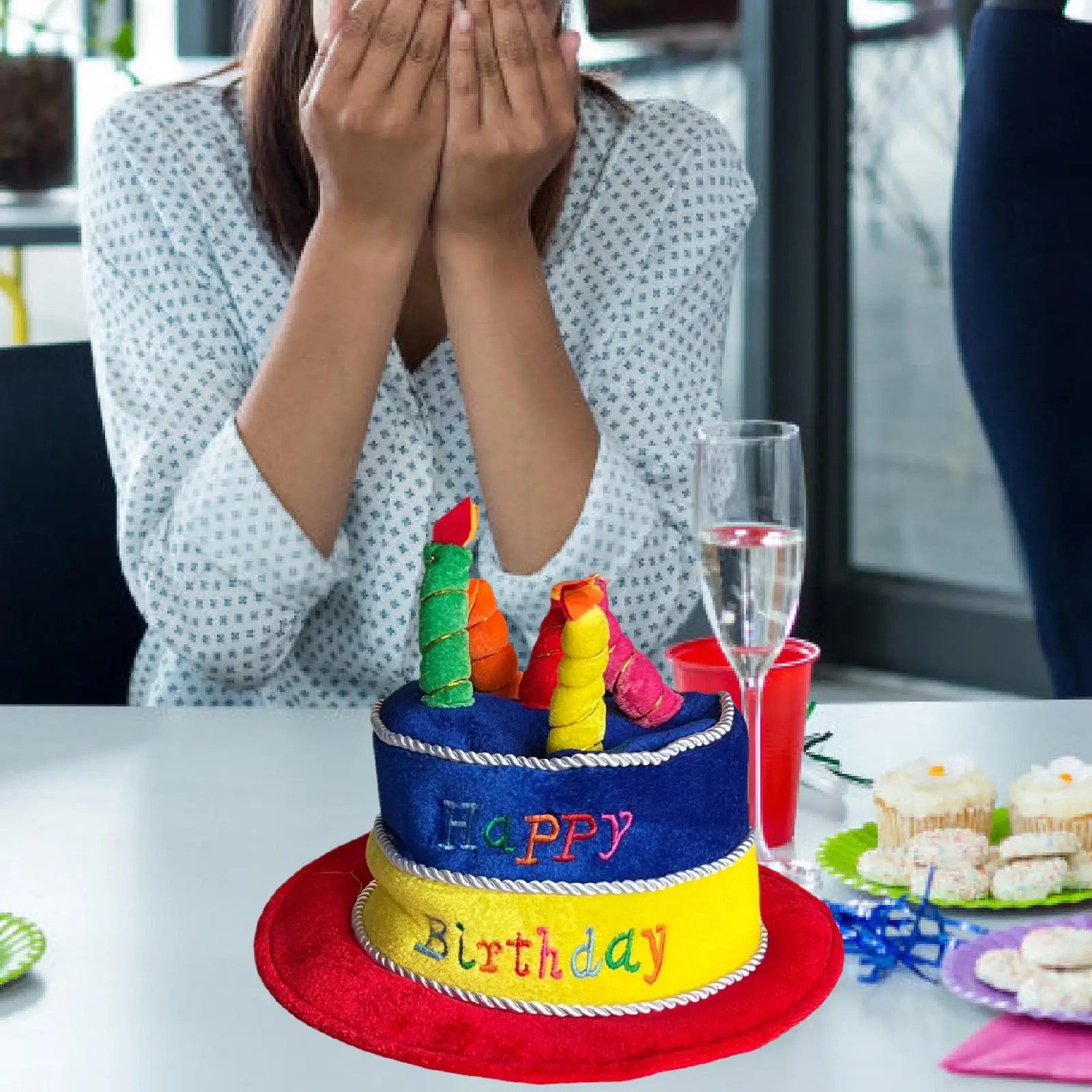 Шляпа для торта на день рождения для взрослых, аксессуар для костюма для выступления в косплею 
Шляпа для торта на день рождения для взрослых, аксессуар для костюма для выступления в косплею