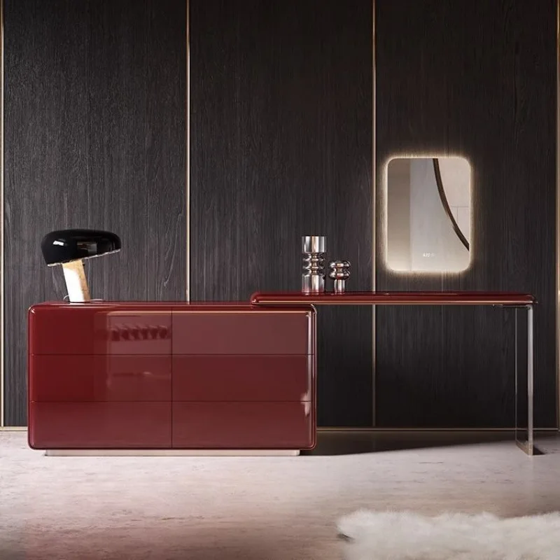 High-end light luxury Italian dressing table minimalist retractable integrated gemstone glossy red dressing table combination
High-end light luxury Italian dressing table minimalist retractable integrated gemstone glossy red dressing table combination