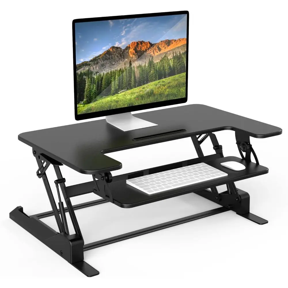 Standing Desk Converter - Height Adjustable Stand Up Riser with Manual Lit, 36.5" x 22" Desktop, Stand up Convertor in Black, it
Standing Desk Converter - Height Adjustable Stand Up Riser with Manual Lit, 36.5" x 22" Desktop, Stand up Convertor in Black, it