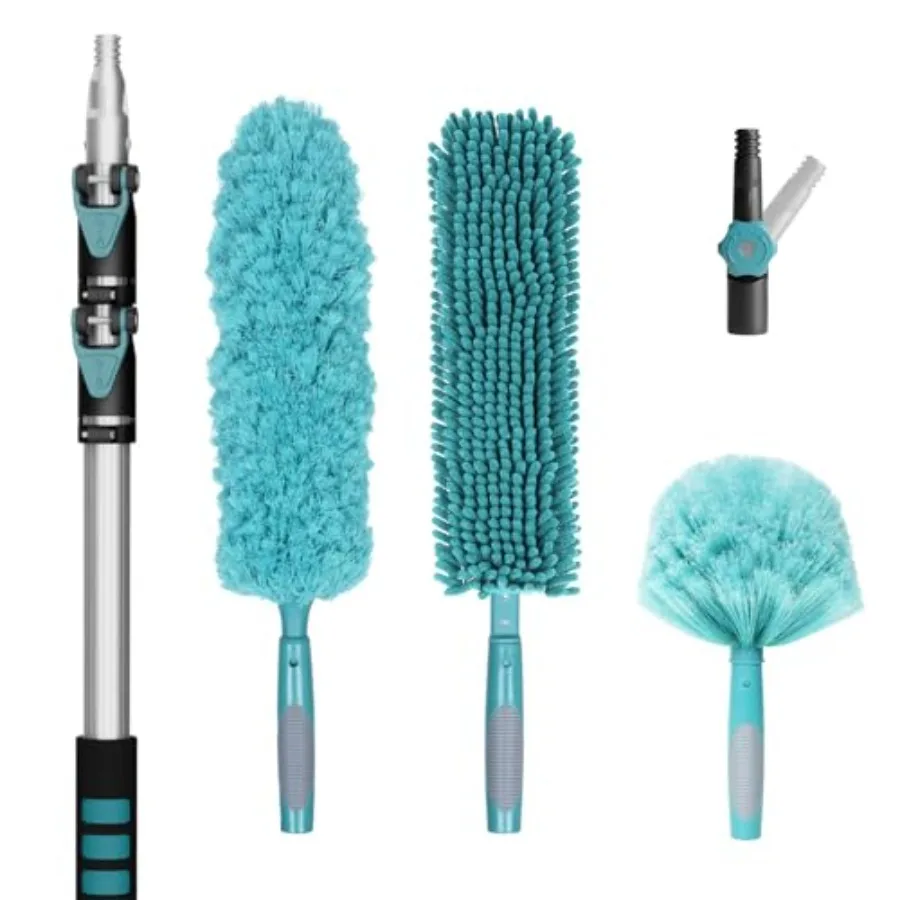 20 Feet High-Reach Duster Kit with 5- Extendable - High Ceiling Duster Cleaning Kit with Telescopic Cobweb Duster Chenille Ceil
20 Feet High-Reach Duster Kit with 5- Extendable - High Ceiling Duster Cleaning Kit with Telescopic Cobweb Duster Chenille Ceil