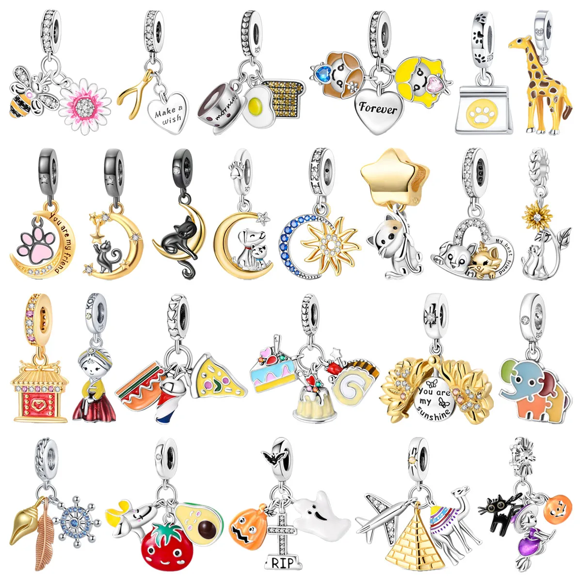 Original 925 Charms Sterling Silver Gold Animal Flower Sun Moon Star Pendant Charm for Pandora DIY Bracelet Ladies Jewelry Gift
Original 925 Charms Sterling Silver Gold Animal Flower Sun Moon Star Pendant Charm for Pandora DIY Bracelet Ladies Jewelry Gift