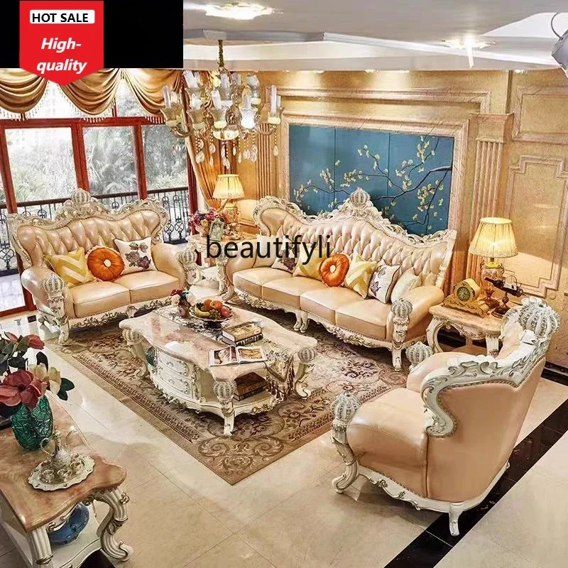 D1089 European Style Leather Sofa American Style High-End Living Room Solid Wood Carved Luxury American Style Leather Art Sofa D
D1089 European Style Leather Sofa American Style High-End Living Room Solid Wood Carved Luxury American Style Leather Art Sofa D