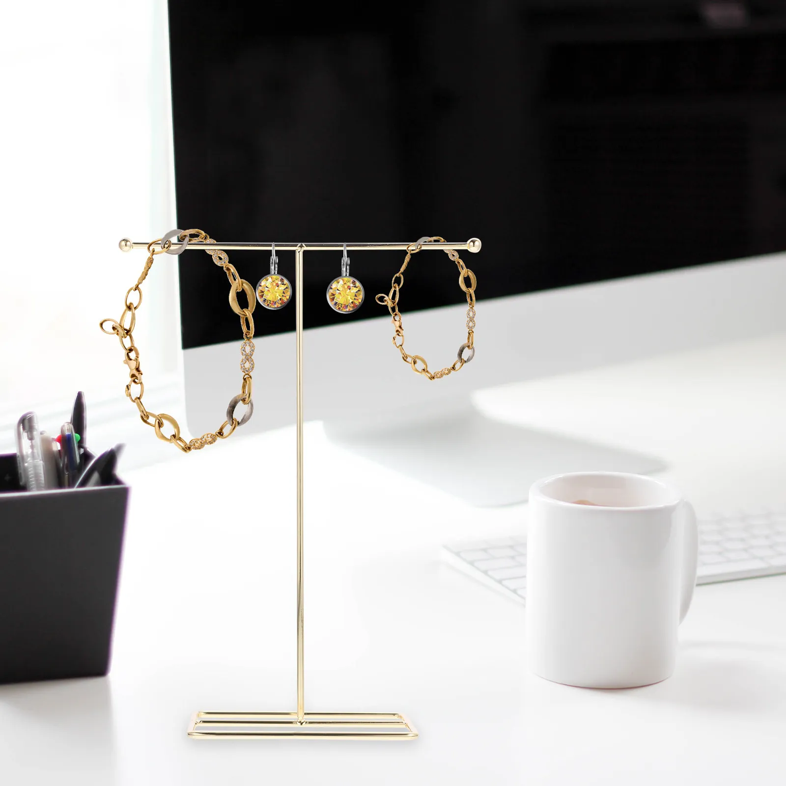Necklace Holder Organizer Metal T Bar Jewelry Display Stand Hanging Rack Sturdy Rust Resistant Jewelry Tower Rack for Space
Necklace Holder Organizer Metal T Bar Jewelry Display Stand Hanging Rack Sturdy Rust Resistant Jewelry Tower Rack for Space