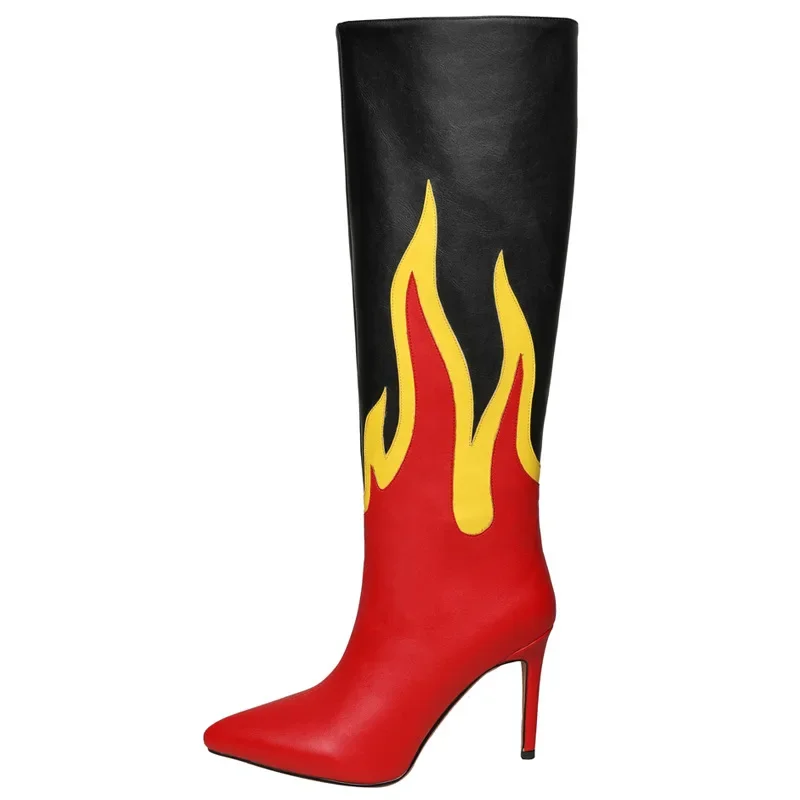 New Punk Style Pointed Head Thin Heel Color Matching Thin Boots Stage Catwalk Flame High Heel Boots Sexy Women's Boots 34&44
New Punk Style Pointed Head Thin Heel Color Matching Thin Boots Stage Catwalk Flame High Heel Boots Sexy Women's Boots 34&44