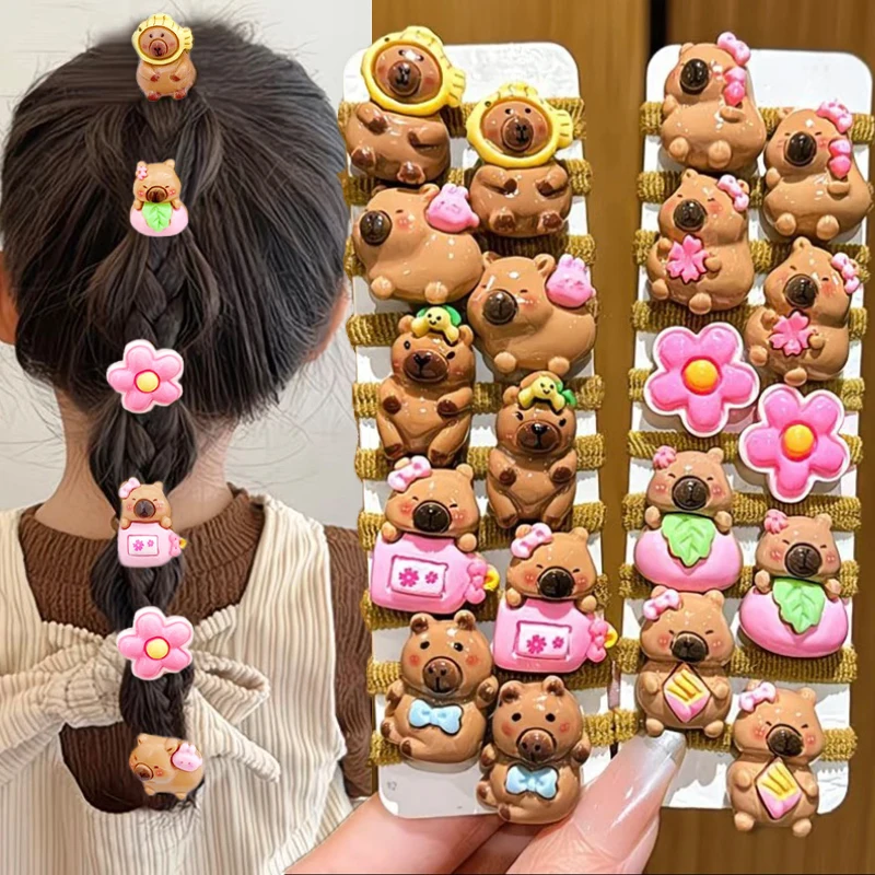10 шт., резинки для волос с милой мультяшной капибарой для девочек, аксессуары для волос из мягкой смолы, разноцветные для повседневной носки, игривый дизайн с животными
10 шт., резинки для волос с милой мультяшной капибарой для девочек, аксессуары для волос из мягкой смолы, разноцветные для повседневной носки, игривый дизайн с животными
