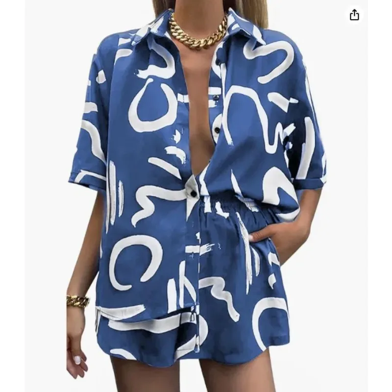 Women's Summer Casual Two Piece Set 2025, Loose Boho Beach Shirt & Shorts Matching Outfit
Women's Summer Casual Two Piece Set 2025, Loose Boho Beach Shirt & Shorts Matching Outfit