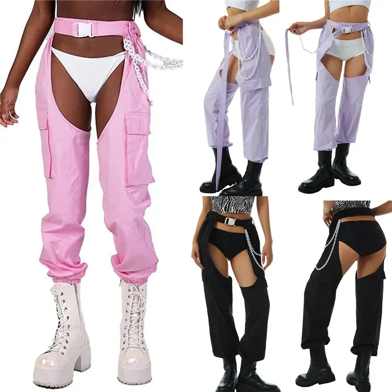 Women Open Crotch Long Pants Solid Black High Waist Crotchless Trousers With Chain Belt Lady Sexy Night Club Crotch Pants MYQH05
Women Open Crotch Long Pants Solid Black High Waist Crotchless Trousers With Chain Belt Lady Sexy Night Club Crotch Pants MYQH05