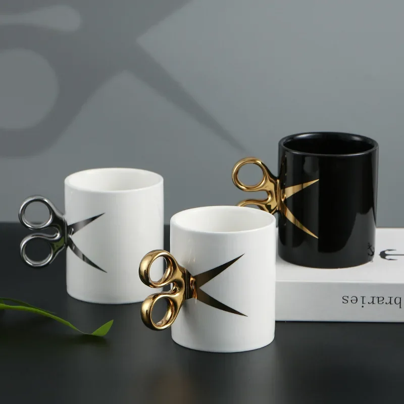 Creative Scissor Handle Shaped Ceramic Cup Home Breakfast Cup New and Unique Mug Office Drinking Water Coffee Cups Kitchen
Creative Scissor Handle Shaped Ceramic Cup Home Breakfast Cup New and Unique Mug Office Drinking Water Coffee Cups Kitchen