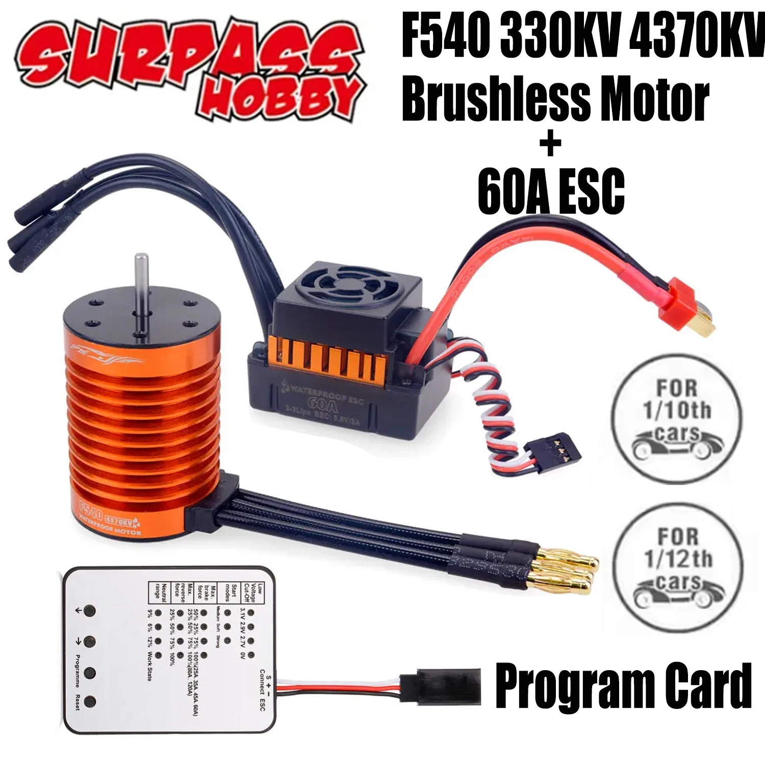 SURPASS HOBBY 1:10 1:12 1:14 RC Parts F540 3300KV 4370KV Brushless Motor W/60A ESC for Wltoys 144001 124019 124018 RC Car Parts
SURPASS HOBBY 1:10 1:12 1:14 RC Parts F540 3300KV 4370KV Brushless Motor W/60A ESC for Wltoys 144001 124019 124018 RC Car Parts