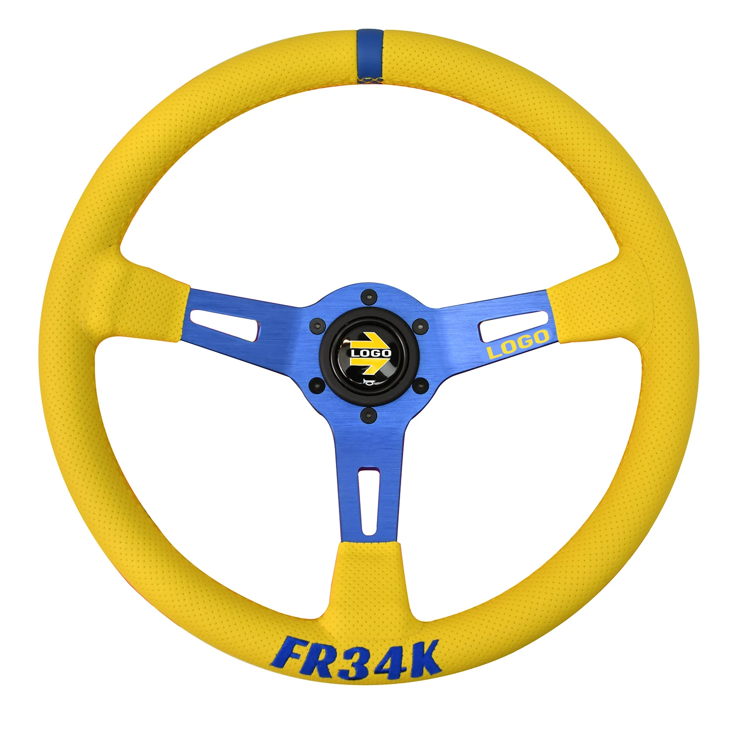 Yellow outer ring microfiber perforated steering wheel 330mm 13 inch blue bracket modified sport steering wheel
Yellow outer ring microfiber perforated steering wheel 330mm 13 inch blue bracket modified sport steering wheel