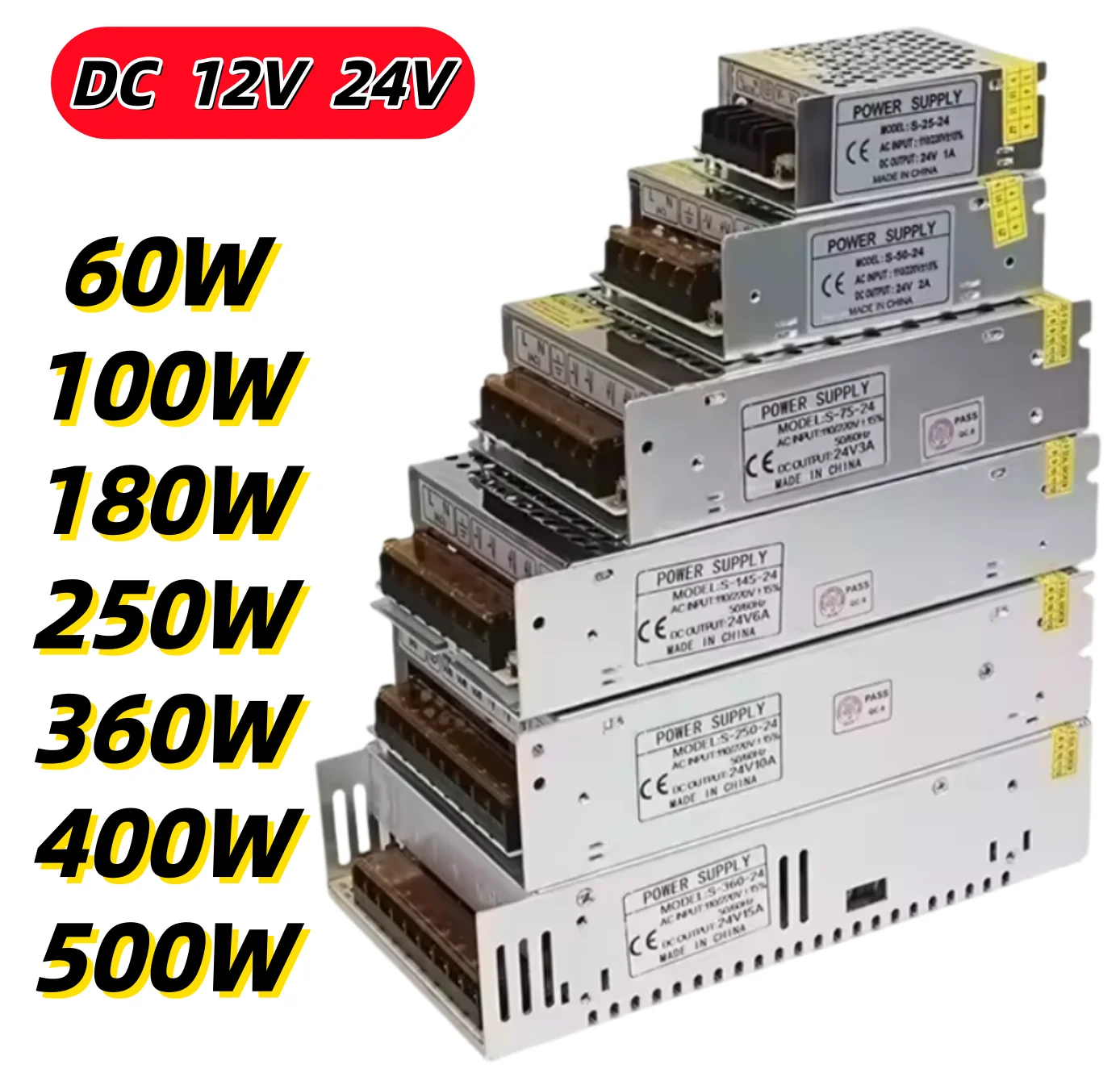 Switching Power Supply DC 5V 12V 24V 36V 48V 60W 360W 600W 800W 1000W Transformer AC 110 220V Adapter SMPS For LED Strips CCTV
Switching Power Supply DC 5V 12V 24V 36V 48V 60W 360W 600W 800W 1000W Transformer AC 110 220V Adapter SMPS For LED Strips CCTV