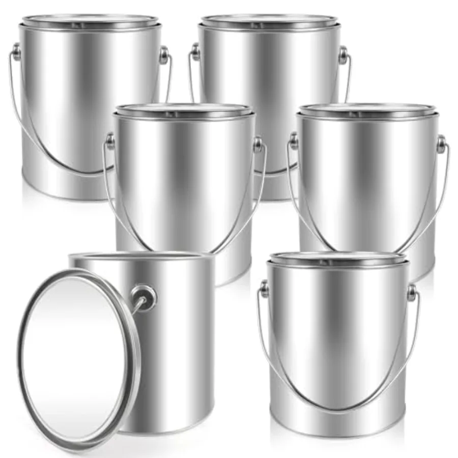 6 Pack 1 Gallon Empty Paint Cans with Lids, Unlined Metal Paint Buckets with Handle for Oil Based Paint, Solvents, Craft DIY Ar
6 Pack 1 Gallon Empty Paint Cans with Lids, Unlined Metal Paint Buckets with Handle for Oil Based Paint, Solvents, Craft DIY Ar