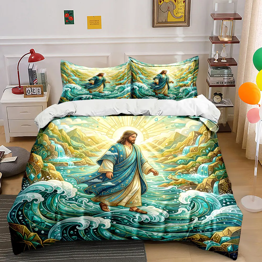 Person in blue robe walking on water Print Soft Comfortable Duvet Cover Bedding Set Included 1*Duvet Cover 2*Pillowcases
Person in blue robe walking on water Print Soft Comfortable Duvet Cover Bedding Set Included 1*Duvet Cover 2*Pillowcases