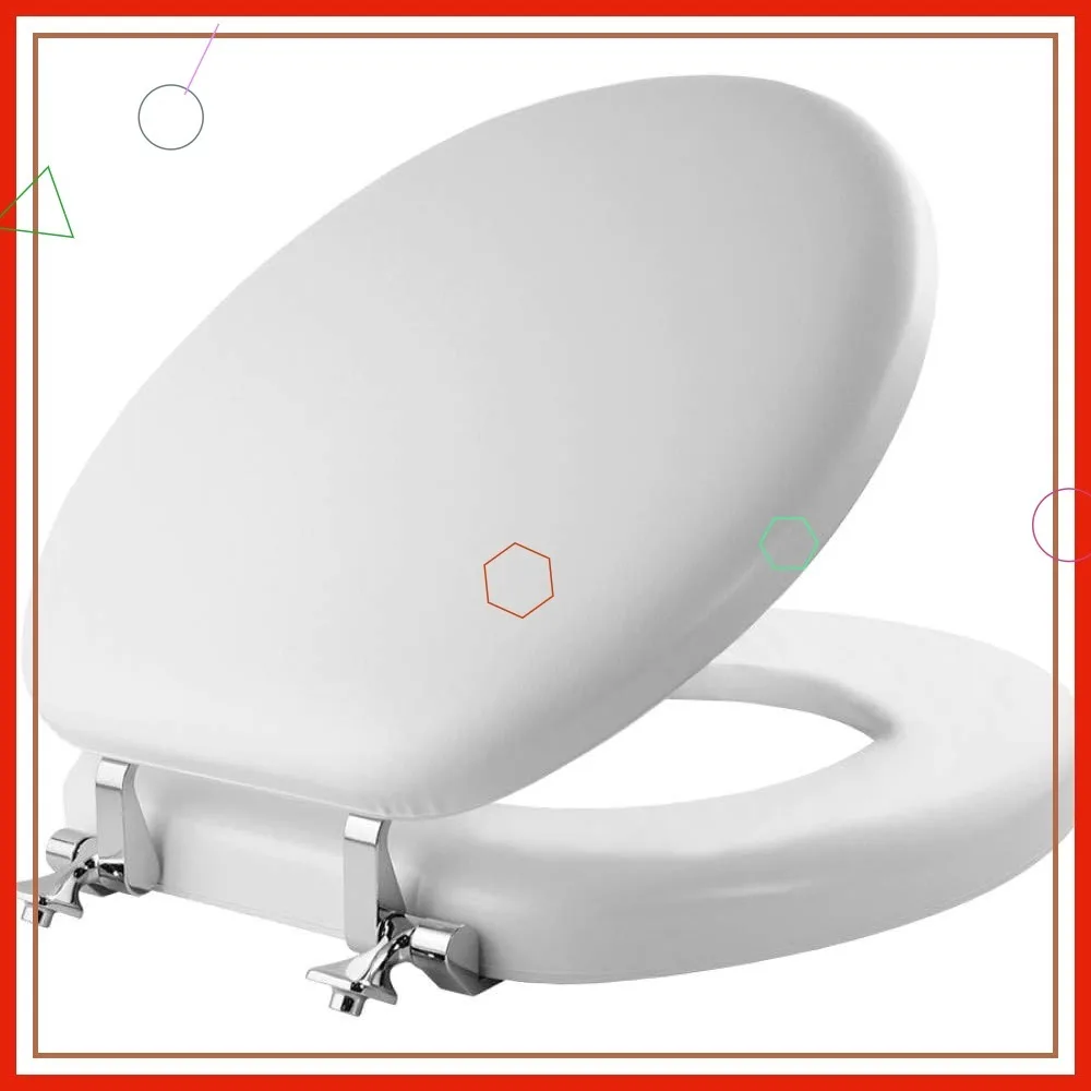 Мягкое виниловое сиденье для унитаза с хромированными петлями, деревянным сердечником, круглое, белое, сделано в США
Мягкое виниловое сиденье для унитаза с хромированными петлями, деревянным сердечником, круглое, белое, сделано в США