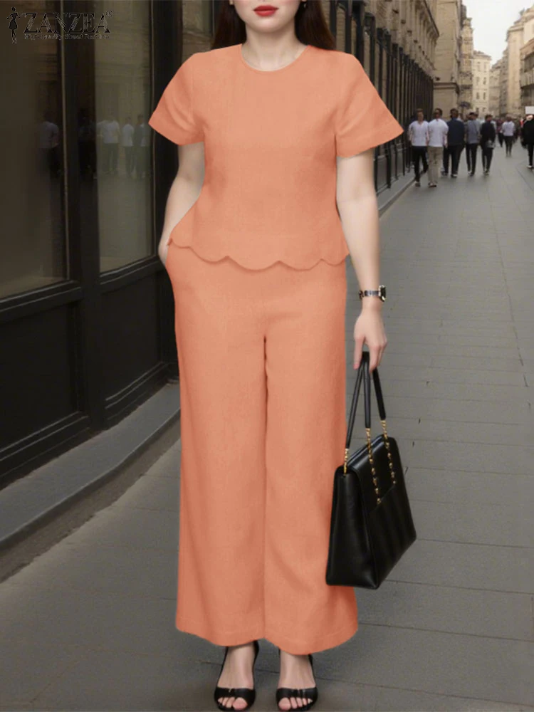 ZANZEA Women Pant Sets 2025 Summer Short Sleeve Solid Color 2pcs Casual Tops and Long Pants Fashion Two-piece Outfits Loose Sets
ZANZEA Women Pant Sets 2025 Summer Short Sleeve Solid Color 2pcs Casual Tops and Long Pants Fashion Two-piece Outfits Loose Sets