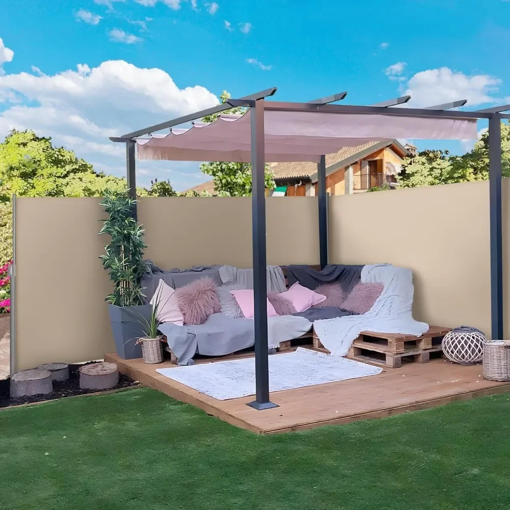 236 x 71 inch double-sided retractable side curtain sunshade, partition screen waterproof and UV resistant - beige
236 x 71 inch double-sided retractable side curtain sunshade, partition screen waterproof and UV resistant - beige