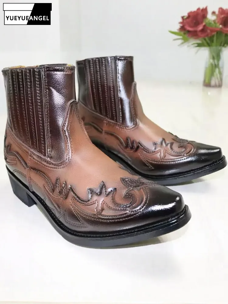 Mens Boots Vintage Pointed Toe Punk Pu Leather Motorcycle Shoes Embroidery Slip On New Design Lovers Cowboy Chelsea Short Boots
Mens Boots Vintage Pointed Toe Punk Pu Leather Motorcycle Shoes Embroidery Slip On New Design Lovers Cowboy Chelsea Short Boots