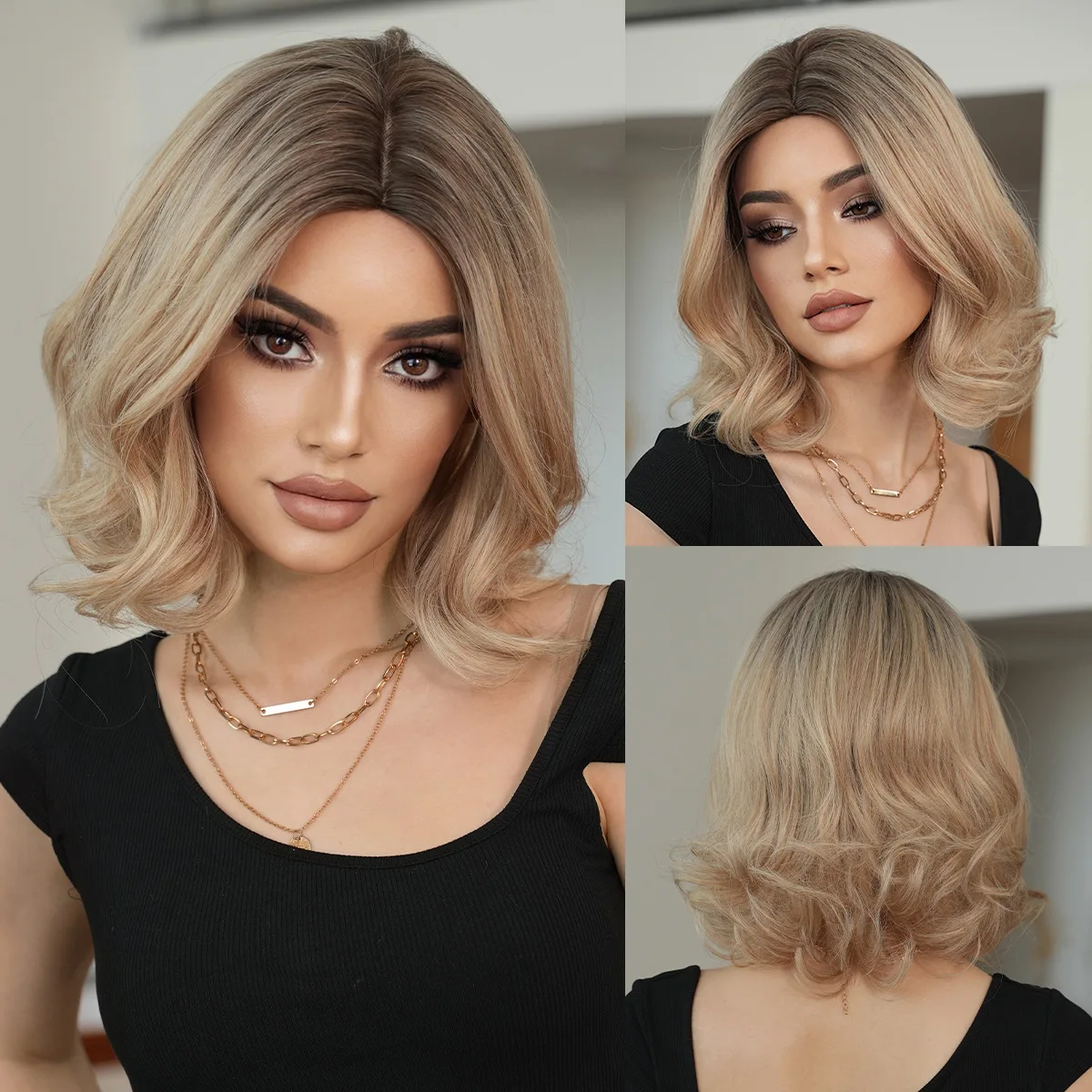 European and American medium points shoulder-length curly hair linen blond wig women's short hair chemical fiber mechanism rose
European and American medium points shoulder-length curly hair linen blond wig women's short hair chemical fiber mechanism rose