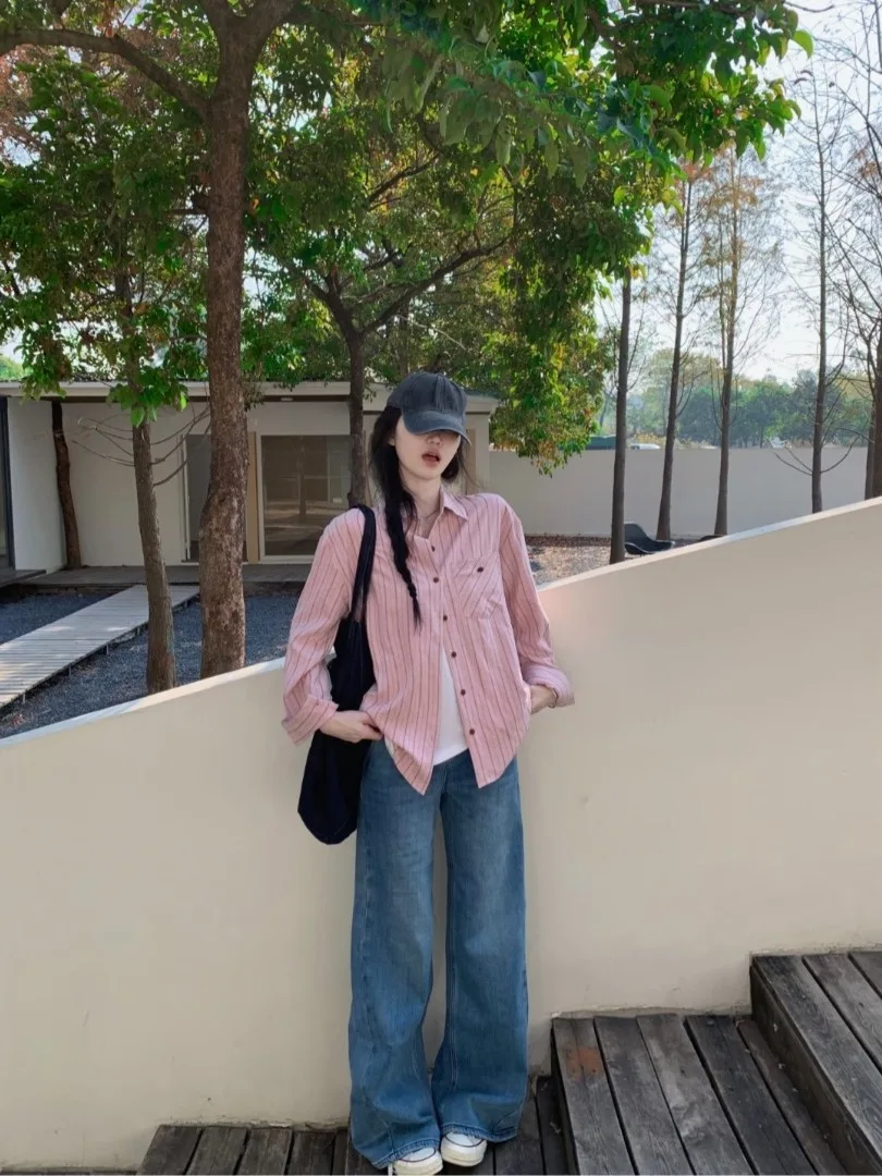 Casual Stripe Shirt Jacket Women's Spring 2026 Loose Design Long Sleeve Breathable Comfortable Fit for Young Girls
Casual Stripe Shirt Jacket Women's Spring 2026 Loose Design Long Sleeve Breathable Comfortable Fit for Young Girls