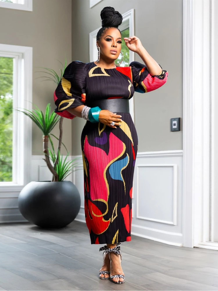 Leosoxs Elegant Women Pleated Half Lantern Sleeve O-neck Slim Maxi Long Dress Print Fashion Autumn 2024 Ruched Dresses Vestidos
Leosoxs Elegant Women Pleated Half Lantern Sleeve O-neck Slim Maxi Long Dress Print Fashion Autumn 2024 Ruched Dresses Vestidos