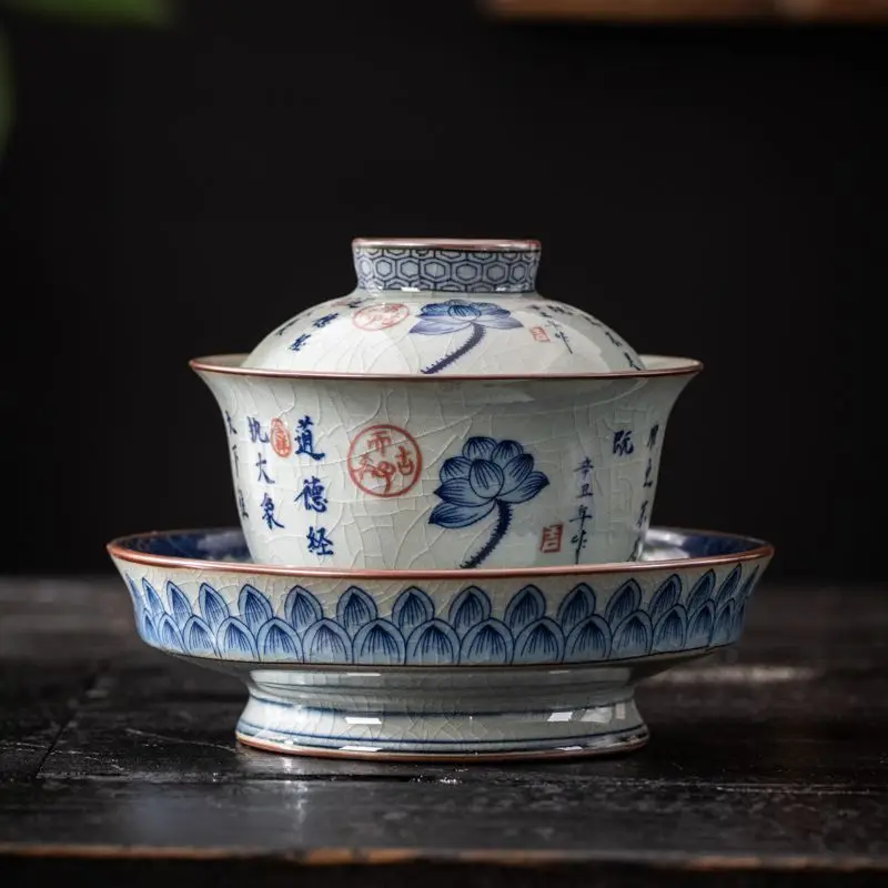 200ml High-grade antique clay blue and white open piece large capacity office ceramic Gaiwan home anti-ironing three tea bowl
200ml High-grade antique clay blue and white open piece large capacity office ceramic Gaiwan home anti-ironing three tea bowl