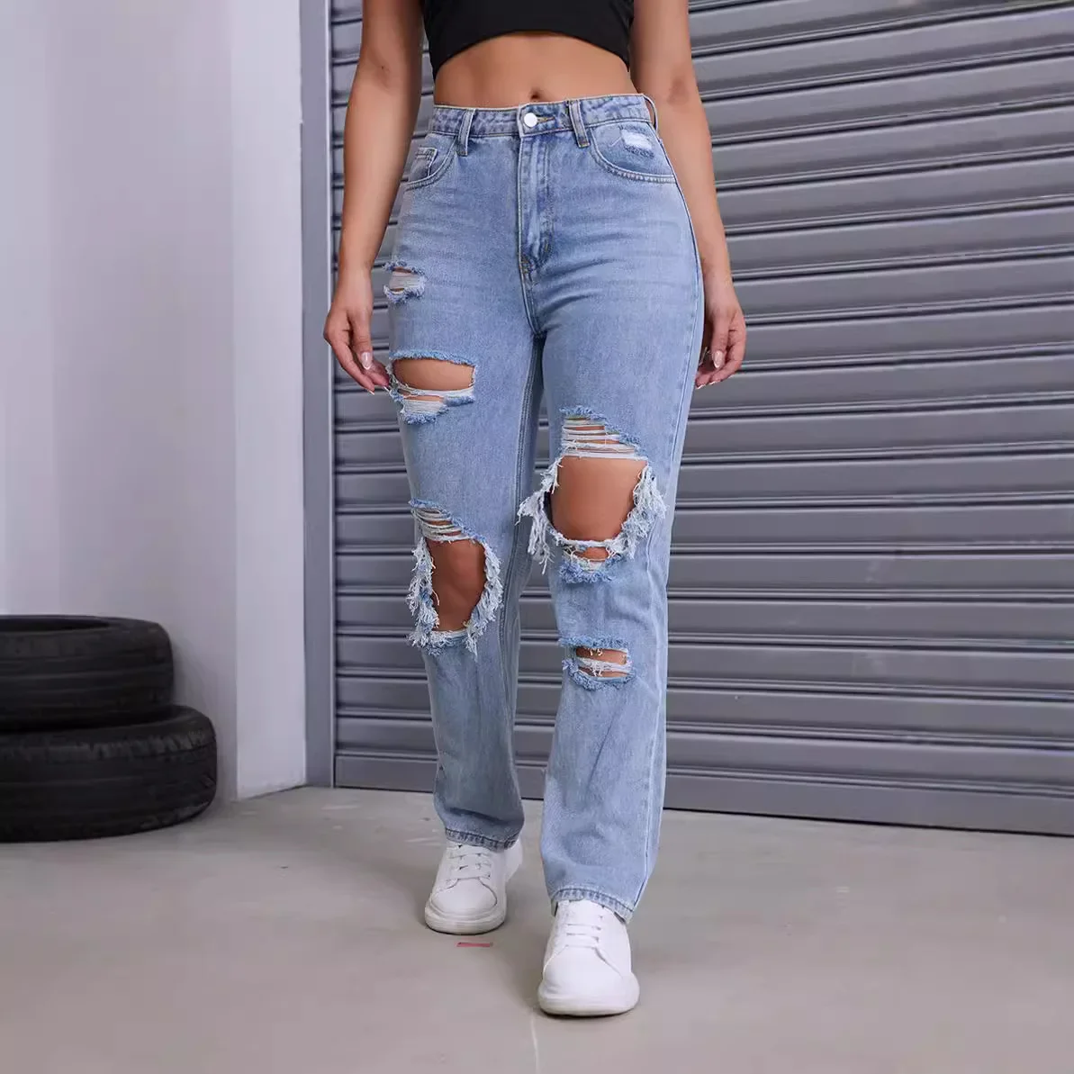 Ripped Jeans for Women Distressed Hole Straight Pants Denims 2025 Streetwear High Waist Washed Vintage Ankle Length Trousers
Ripped Jeans for Women Distressed Hole Straight Pants Denims 2025 Streetwear High Waist Washed Vintage Ankle Length Trousers