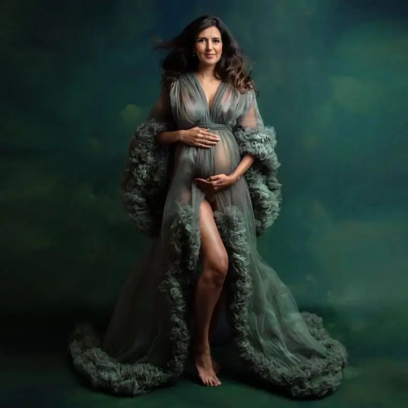 Elegant Green Maternity Gowns Tiered Ruffles Pregnant Women Photography Dresses Sexy Sweep Train Customized Baby Shower Gowns
Elegant Green Maternity Gowns Tiered Ruffles Pregnant Women Photography Dresses Sexy Sweep Train Customized Baby Shower Gowns