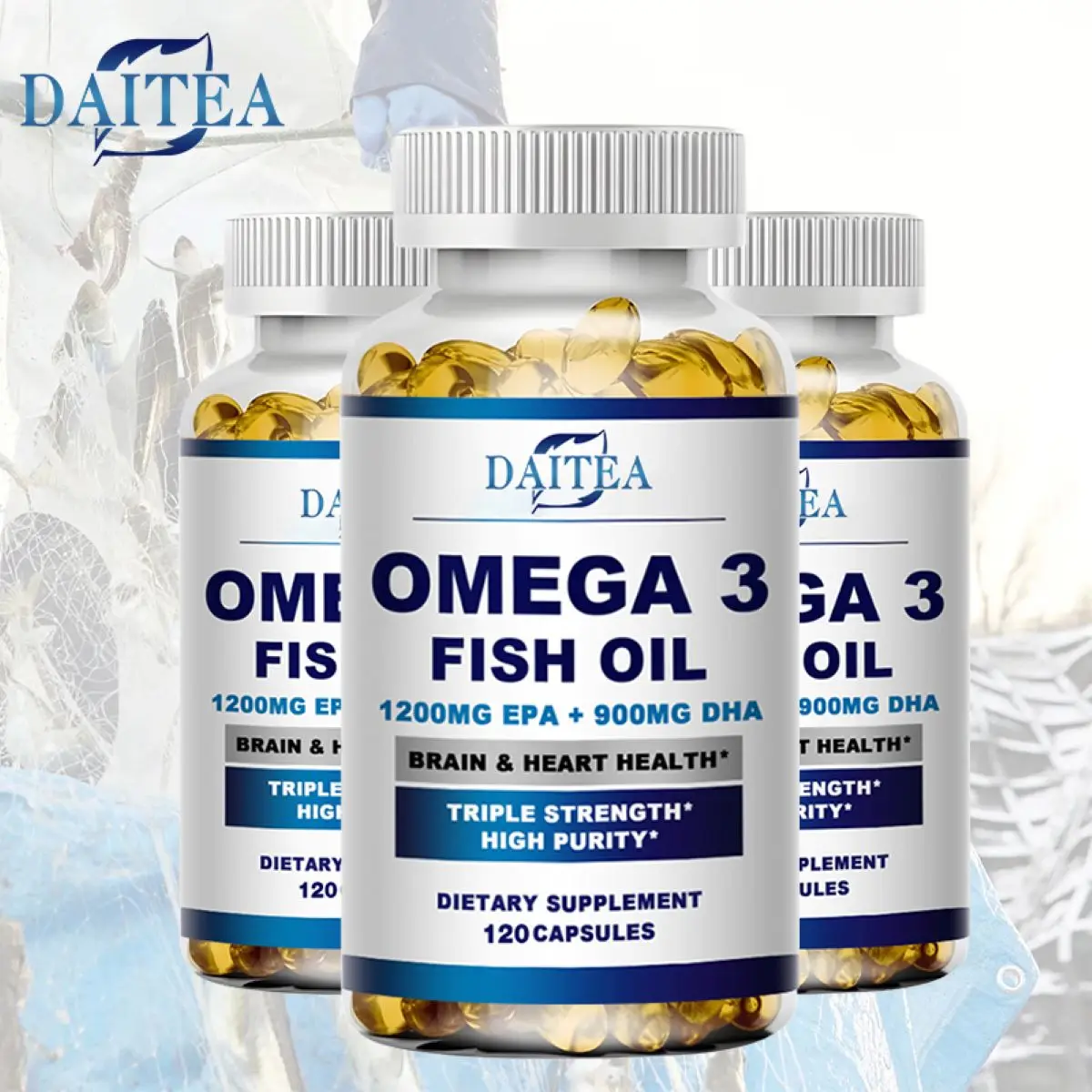 Fish Oil OMEGA-3 for Brain Cognitive Function and Memory, Heart, Joint Health - Rich in DHA and EPA
Fish Oil OMEGA-3 for Brain Cognitive Function and Memory, Heart, Joint Health - Rich in DHA and EPA