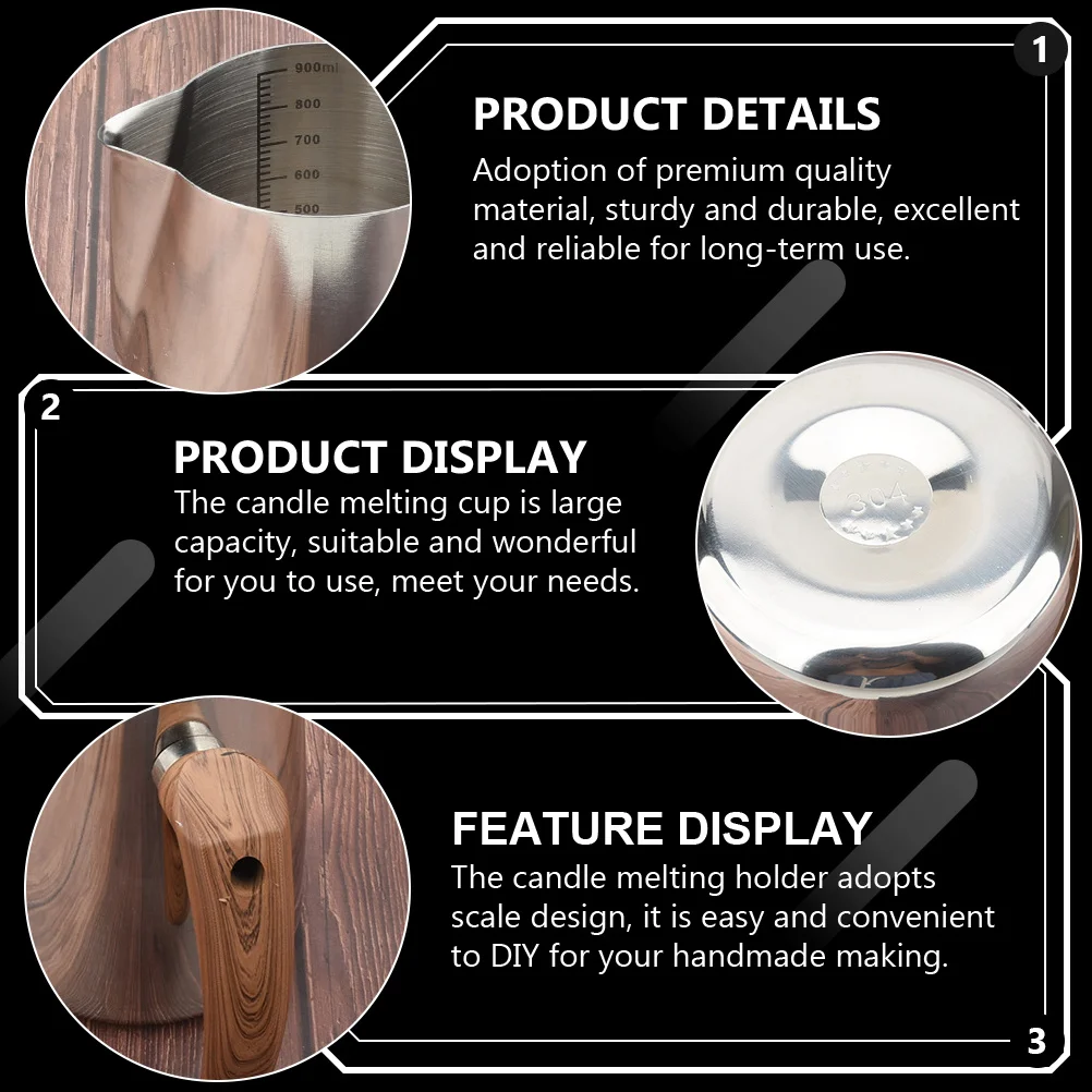 1Pcs Melting Cup Stainless Steel Heat Resistant Non Slip Handle DIY Making Pot Large Capacity Wax Melting Holder
1Pcs Melting Cup Stainless Steel Heat Resistant Non Slip Handle DIY Making Pot Large Capacity Wax Melting Holder