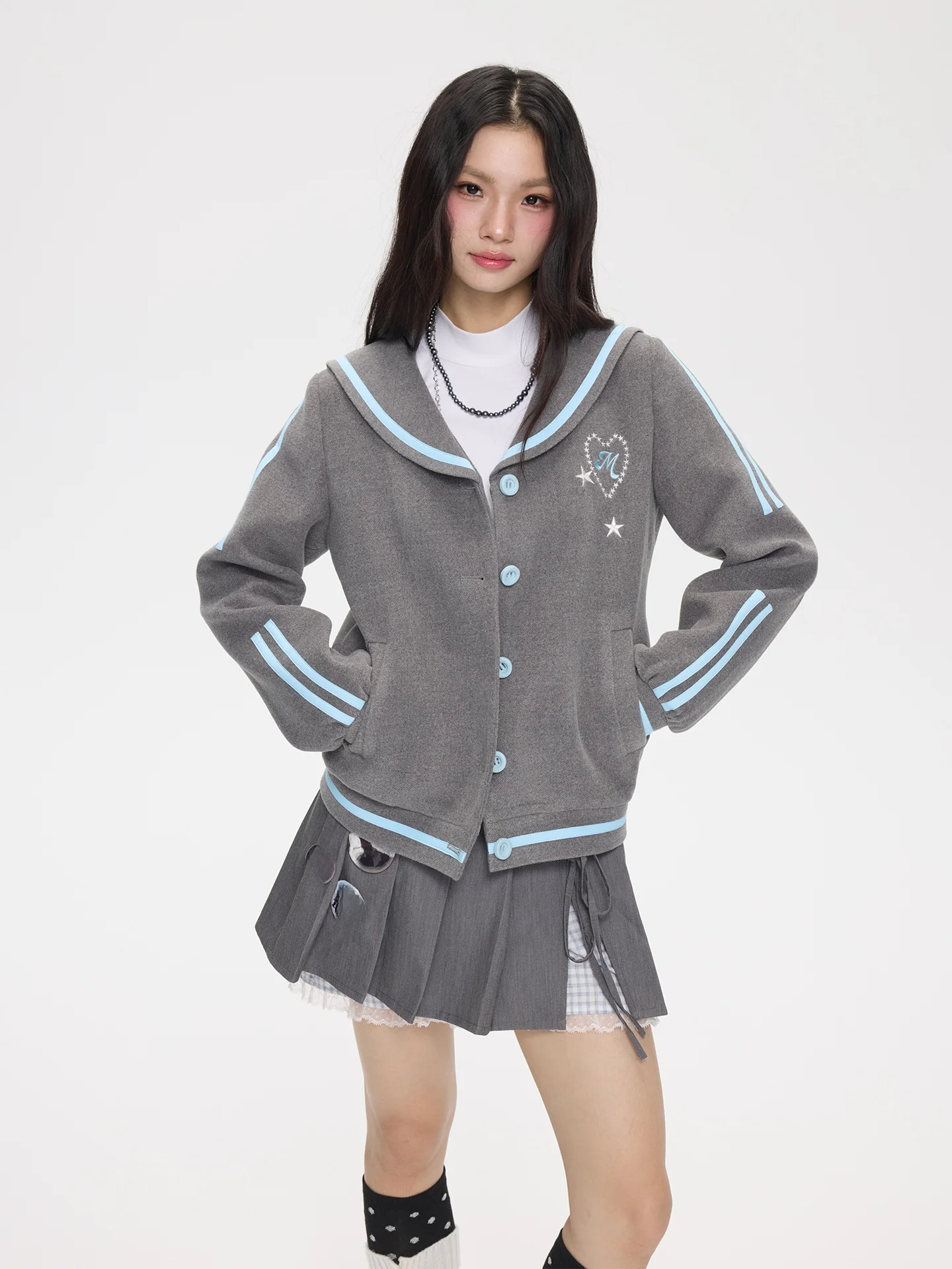 MOMSAYCAN Autumn Winter Navy Collar Woolen Jaet Design Sensation Top Loose Fit Regular Thin Polyester Acrylic Ra...
MOMSAYCAN Autumn Winter Navy Collar Woolen Jaet Design Sensation Top Loose Fit Regular Thin Polyester Acrylic Ra...