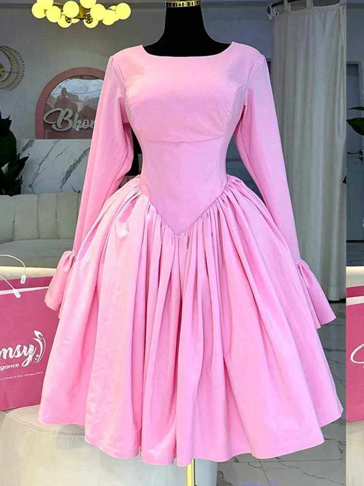 Spring Dress for Women Vintage Corset Dress with Sleeves Elegant Lace Up Back Romantic Pink Dress
Spring Dress for Women Vintage Corset Dress with Sleeves Elegant Lace Up Back Romantic Pink Dress
