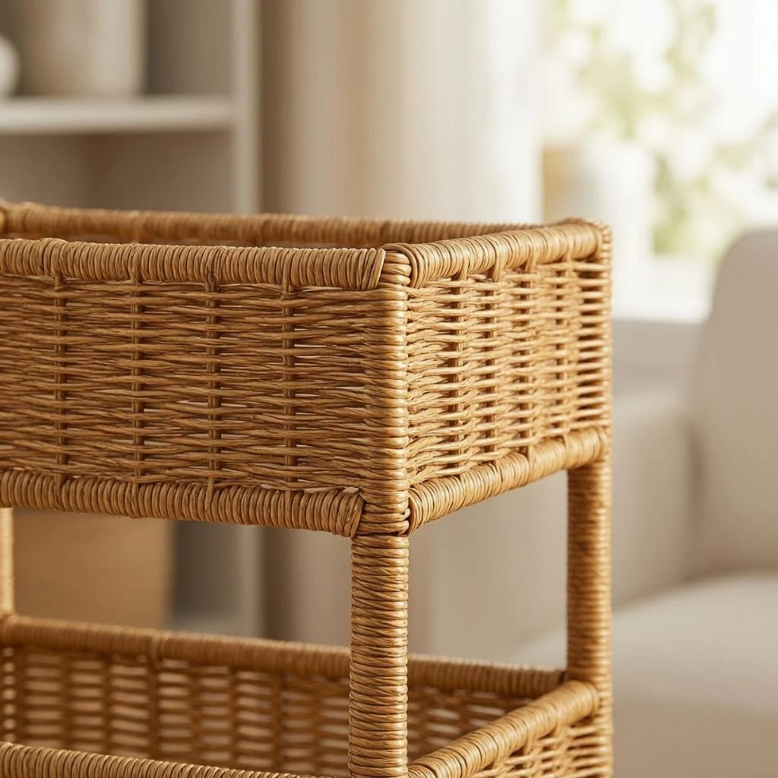 3 Tier Rattan Shelf Exposed Tiers Rattan Storage Rack Three-Tier Storage Rack Space Saving Boho Style for Display
3 Tier Rattan Shelf Exposed Tiers Rattan Storage Rack Three-Tier Storage Rack Space Saving Boho Style for Display