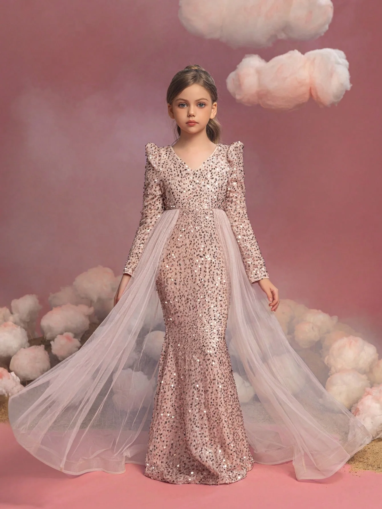 2026 Light Luxury Customized Nude Pink Sequin Flower Girl Dress Long Sleeve V-neck Mesh Shawl Mermaid Dress Girls Wedding Formal
2026 Light Luxury Customized Nude Pink Sequin Flower Girl Dress Long Sleeve V-neck Mesh Shawl Mermaid Dress Girls Wedding Formal