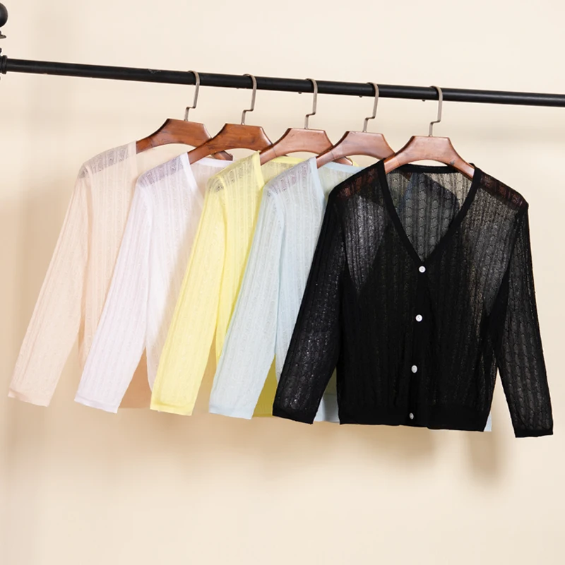 Summer Cardigan Women V-neck Female Korean Fashion Style Long Sleeve Top Cropped Girls Knitted Ladies Sweaters Women's Coat Cute
Summer Cardigan Women V-neck Female Korean Fashion Style Long Sleeve Top Cropped Girls Knitted Ladies Sweaters Women's Coat Cute