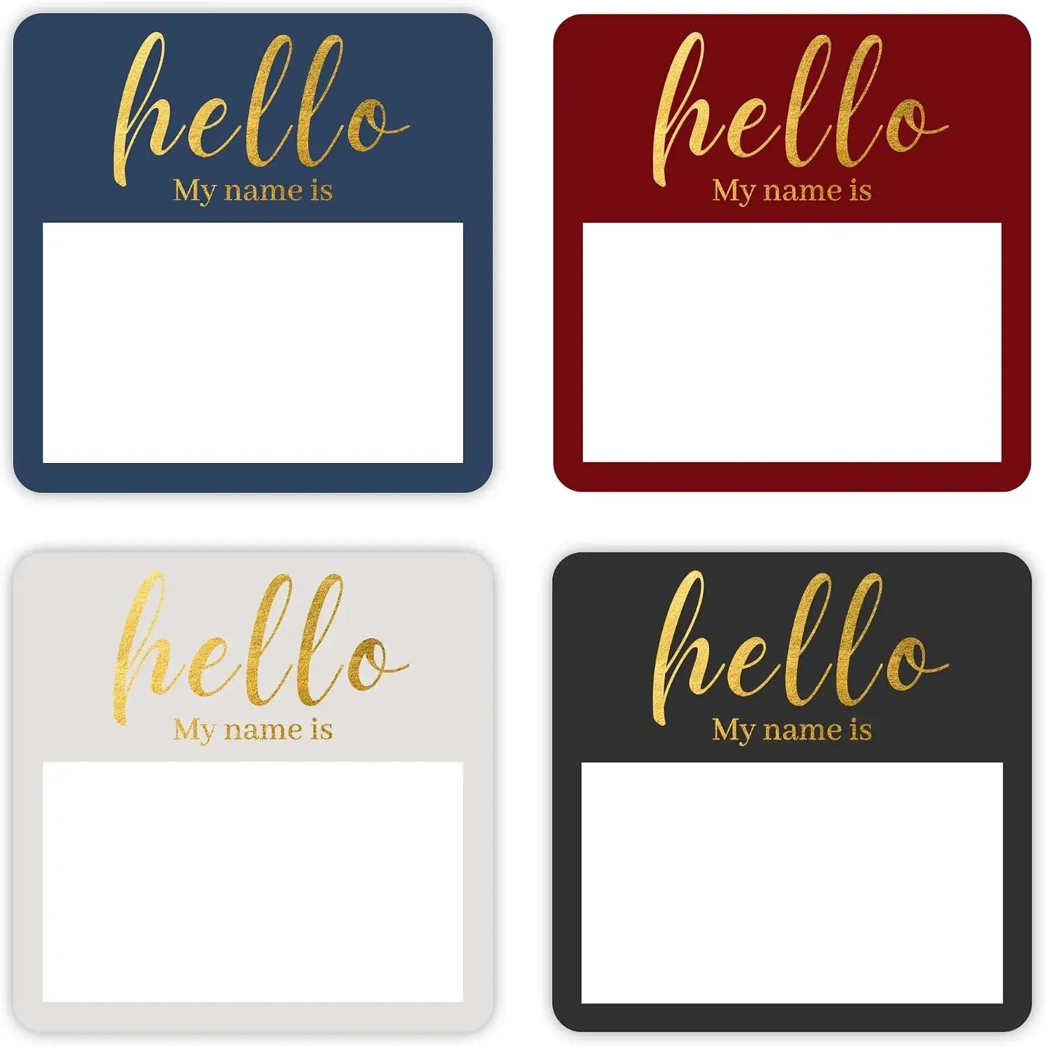 Hello My Name is Tags | Gold Foil | Perforated 2.5x2.5 Inch | 100pcs | Black, Blue, Red, Grey
Hello My Name is Tags | Gold Foil | Perforated 2.5x2.5 Inch | 100pcs | Black, Blue, Red, Grey