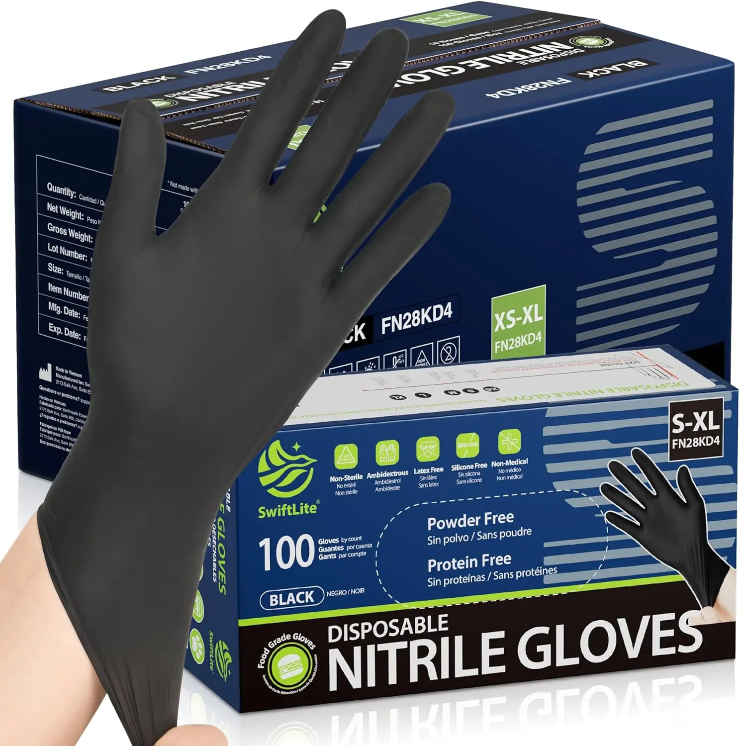 Black Nitrile Disposable Gloves for Cooking, Kitchen Cleaning, Food Prep, Latex Free, Powder Free
Black Nitrile Disposable Gloves for Cooking, Kitchen Cleaning, Food Prep, Latex Free, Powder Free