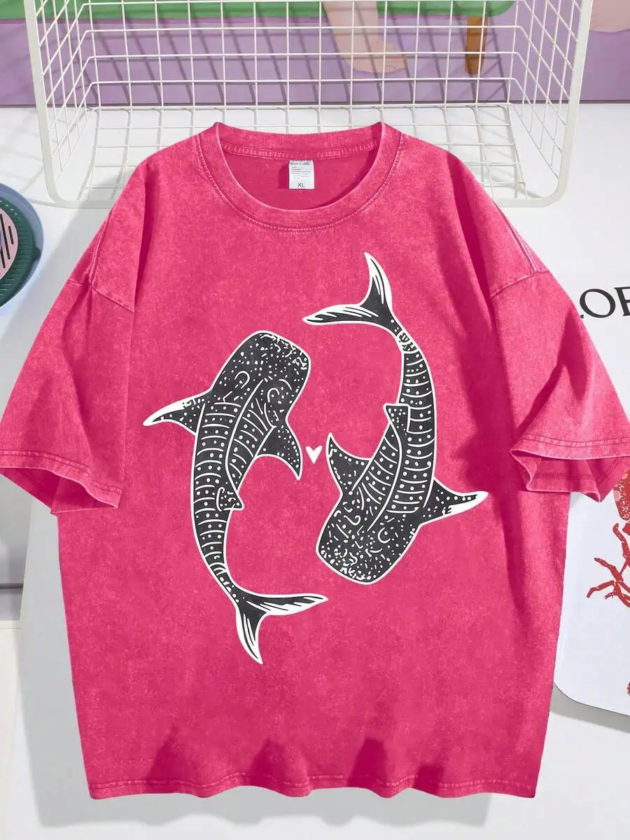 Casual Short Sleeve Graphic Tee Black Whale Shark Print Loose Round Neck Soft Cotton T-Shirt
Casual Short Sleeve Graphic Tee Black Whale Shark Print Loose Round Neck Soft Cotton T-Shirt