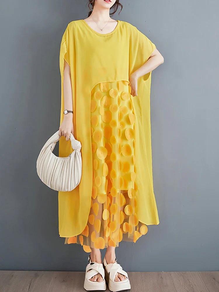 XITAO Gauze Patchwork Asymmetrical Dress Solid Color Pullover Short Sleeve Loose Mid-calf Dress 2025 Summer New Fashion HQQ2339
XITAO Gauze Patchwork Asymmetrical Dress Solid Color Pullover Short Sleeve Loose Mid-calf Dress 2025 Summer New Fashion HQQ2339