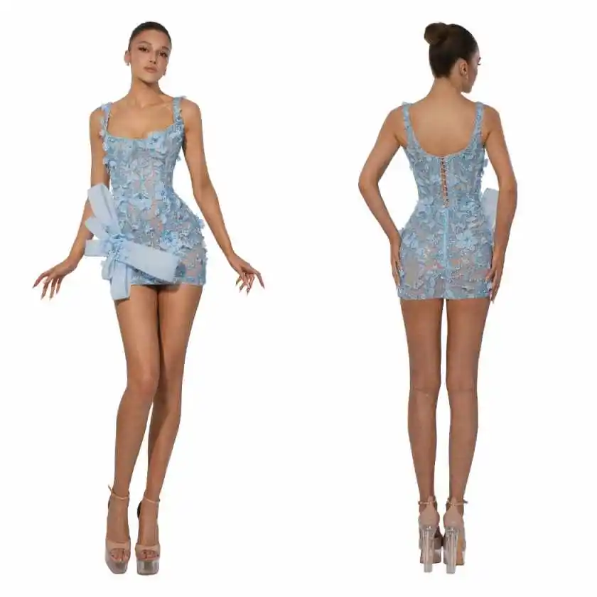 Gorgeous 3D Floral Mini Short Prom Party Dresses Spaghetti Straps Square Neck Cocktail Dress Customised Summer Skirt
Gorgeous 3D Floral Mini Short Prom Party Dresses Spaghetti Straps Square Neck Cocktail Dress Customised Summer Skirt