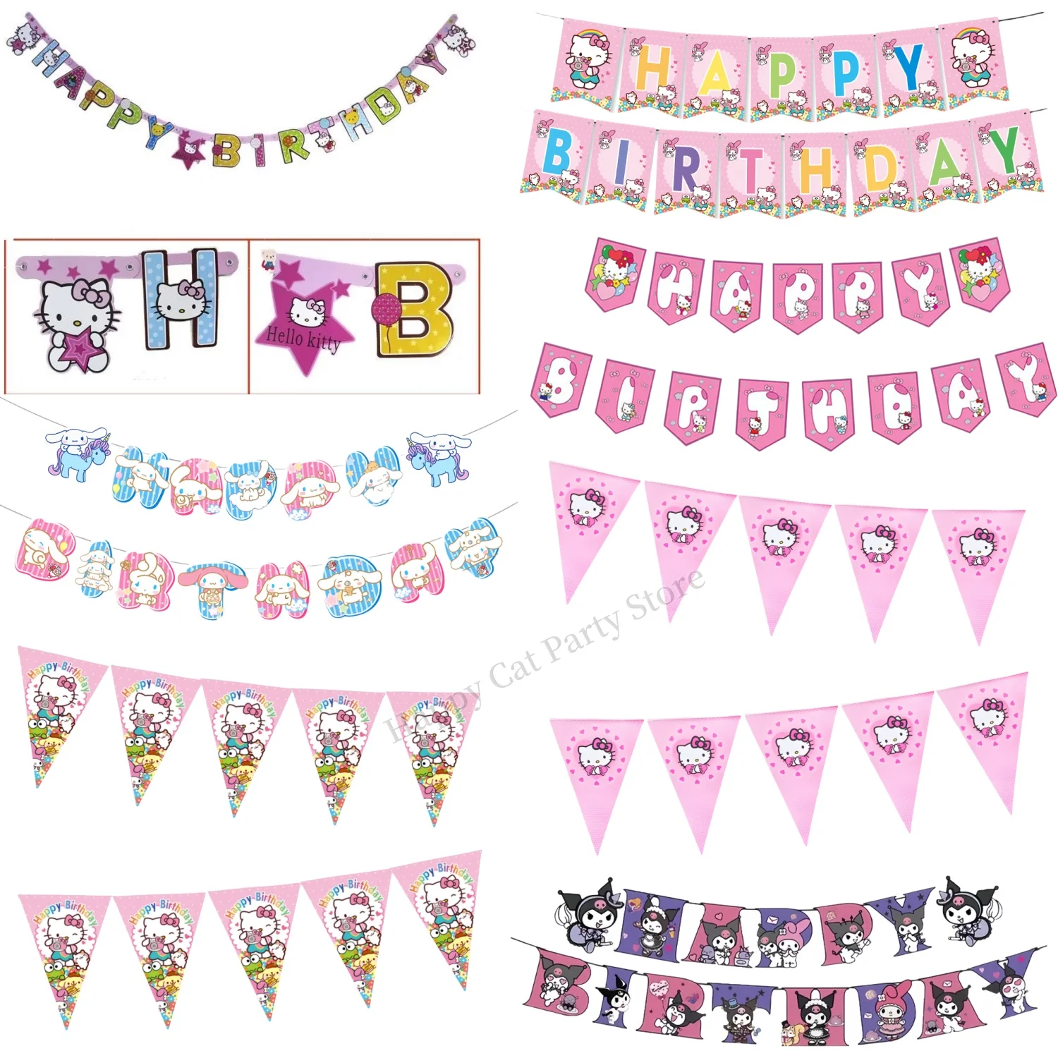Hello Kitty Happy Birthday Banner Birthday Party Decoration Kitty pennant Kuromi Flag Banner Kids Girls Favors Party Supplies
Hello Kitty Happy Birthday Banner Birthday Party Decoration Kitty pennant Kuromi Flag Banner Kids Girls Favors Party Supplies
