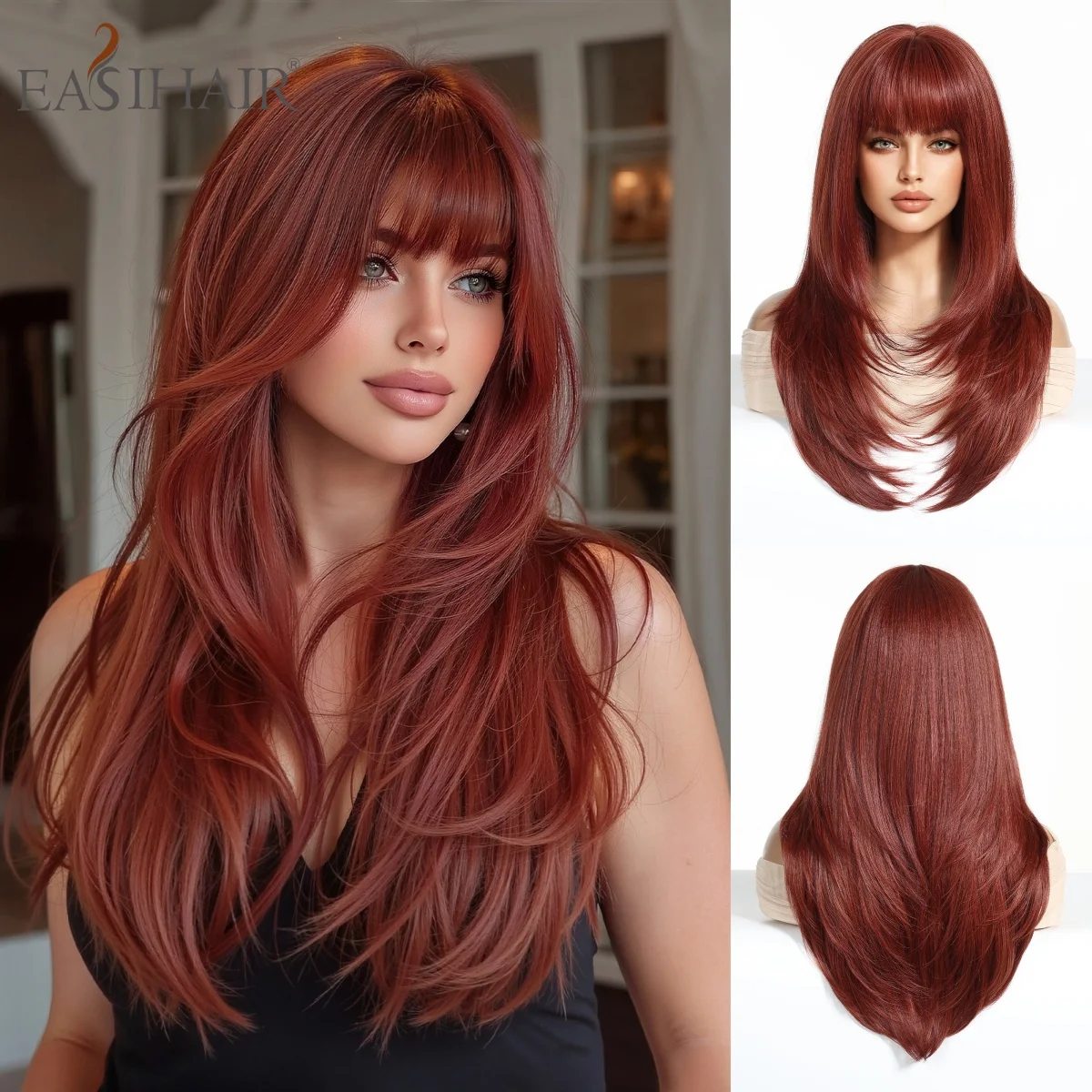 Long Straight Red Wig with Bangs Heat Resistant Synthetic Hair Layered Cut for Women Daily Party Cosplay Use
Long Straight Red Wig with Bangs Heat Resistant Synthetic Hair Layered Cut for Women Daily Party Cosplay Use