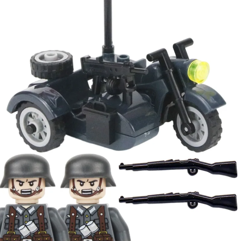 WW2 Germany Military Motorcycle Accessories Building Blocks Army Soldiers Rifle Vehicle Model Weapons Bricks Toys for Children
WW2 Germany Military Motorcycle Accessories Building Blocks Army Soldiers Rifle Vehicle Model Weapons Bricks Toys for Children