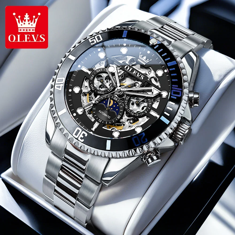 OLEVS 6715 Men's Watches Fashion Moon Phase Skeleton Waterproof Luminous Automatic Mechanical Original Wristwatch for Man
OLEVS 6715 Men's Watches Fashion Moon Phase Skeleton Waterproof Luminous Automatic Mechanical Original Wristwatch for Man